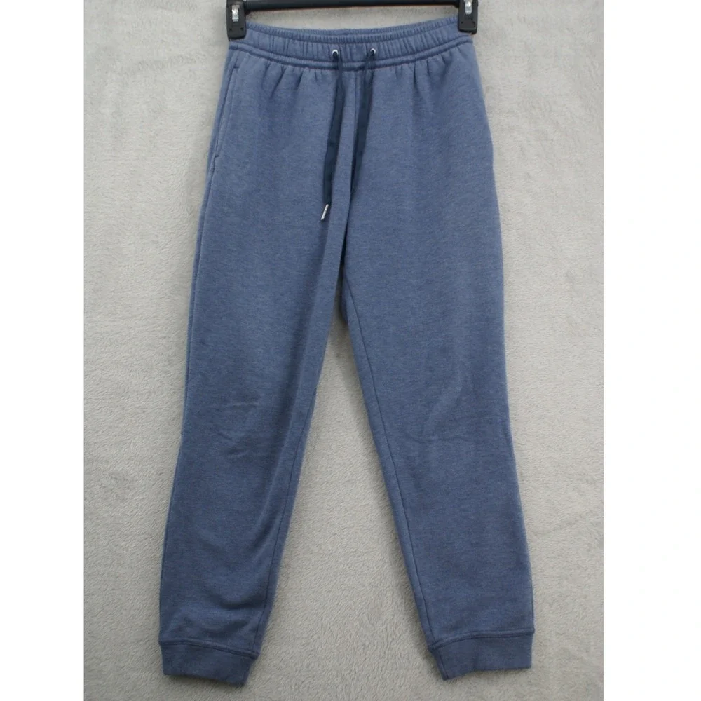 TravisMathew Mens Blue Heathered Fleece Jogger Sweatpants Small Drawstring Cuffs